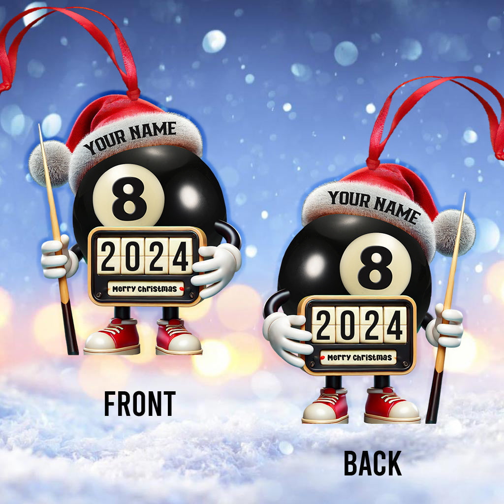 Blisscorners Custom Name and Year Billiard Ornament, Billiard Lover Christmas Gift2D Flat LM2211