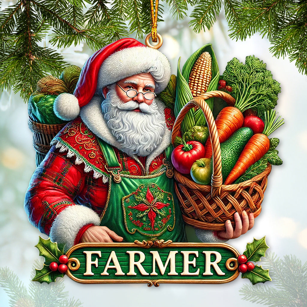 Blisscorners Custom Name Ornament, Santa Farmer2D Flat LM2211