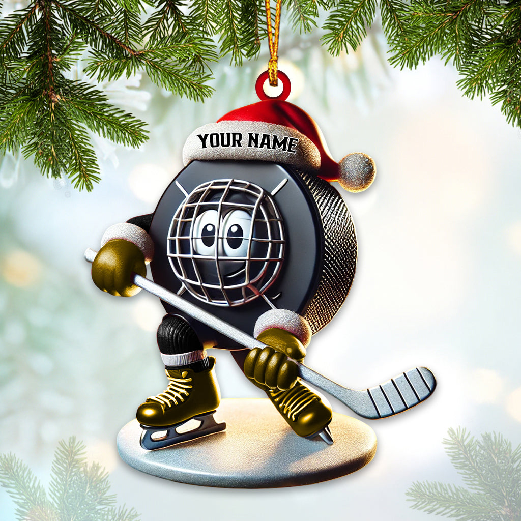 Blisscorners Custom Name Ice Hockey Ornament, Ice Hockey Christmas Gift2D Flat LM2211