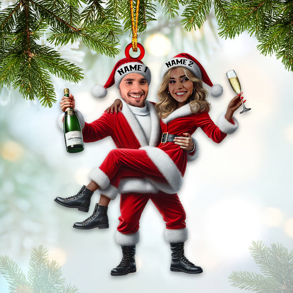 Blisscorners Custom Name and Photo Couple Ornament, Couple Christmas Gift2D Flat LM2111