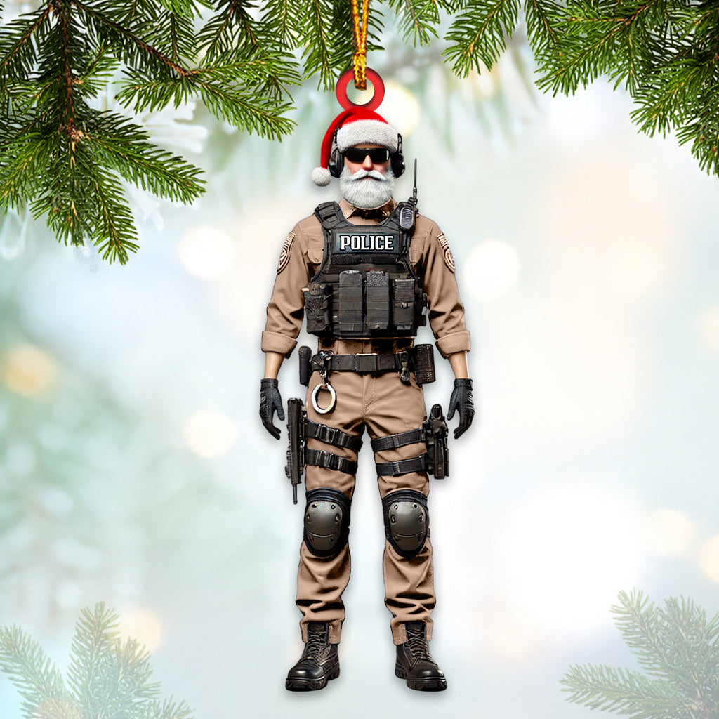 Blisscorners Custom Name Police Santa Ornament, Police Christmas Gift2D Flat LM2211