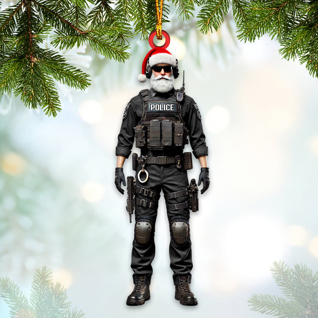 Blisscorners Custom Name Police Santa Ornament, Police Christmas Gift2D Flat LM2211