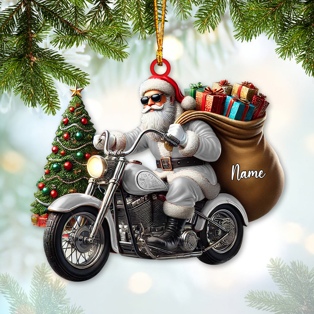 Blisscorners Custom Name Santa Bike Ornament, Santa Bike Christmas Gift2D Flat LM2111