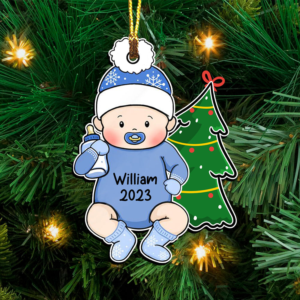 Blisscorners Xmas Baby - Custom Name, Personalized Acrylic Ornament - Gift For Christmas, Family Gift2D Flat LM2111