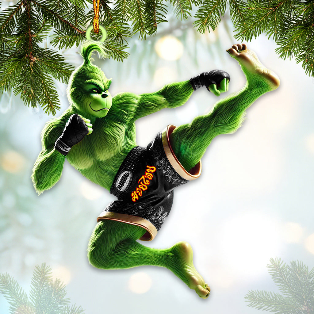 Blisscorners Custom Name Muay Thai Grinch Ornament, Muay Thai Lover Christmas Gift2D Flat LM2111