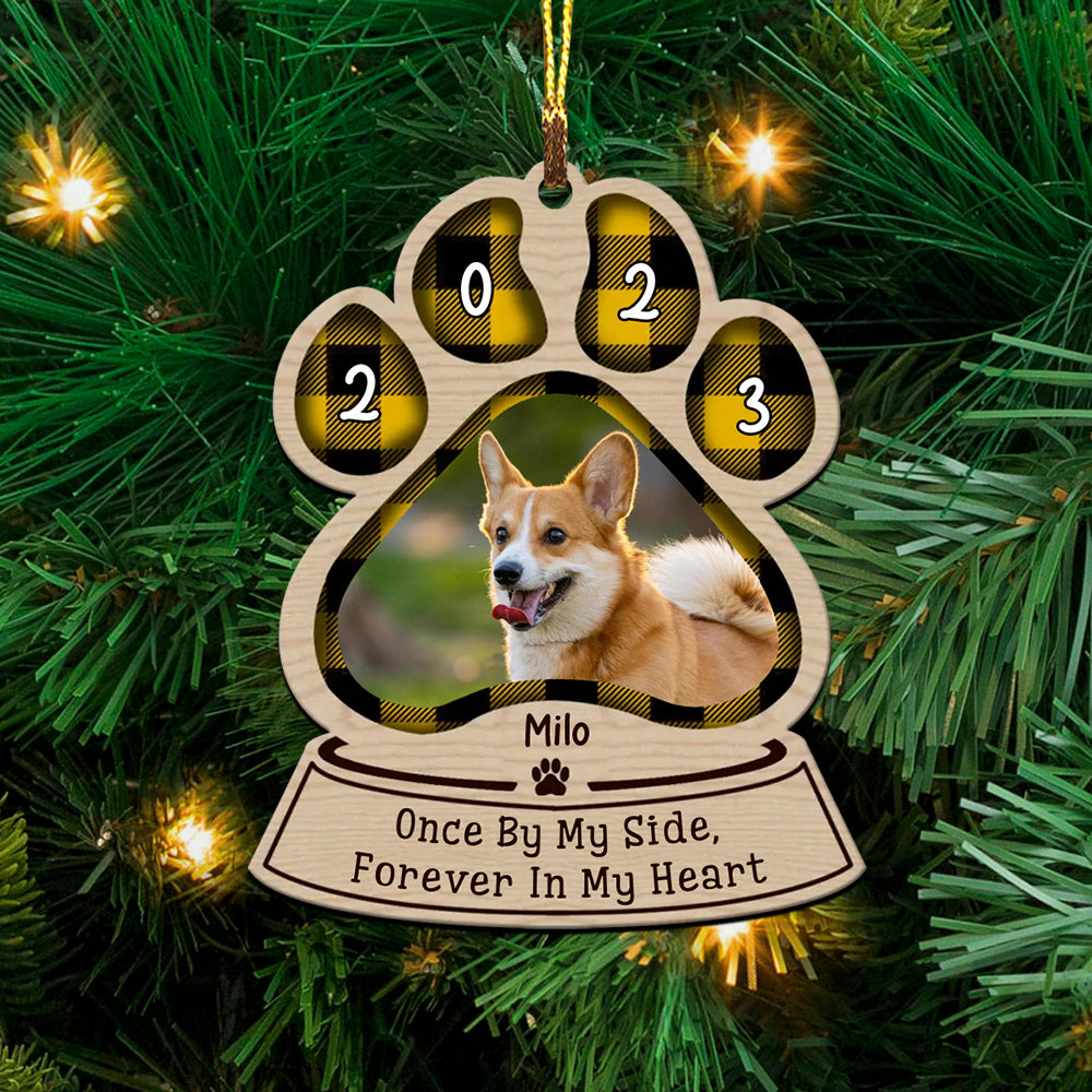 Blisscorners One By My Side Forever In My Heart, Custom Photo And Name - Personalized Custom Shaped Wooden Ornament - Christmas Gift2D Flat LM2111