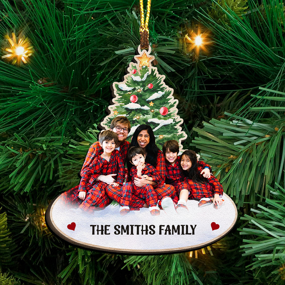 Blisscorners Christmas With Family, We Are Family - Custom Photo And Name, Personalized Acrylic Ornament - Gift For Christmas, Family Gift2D Flat LM2111