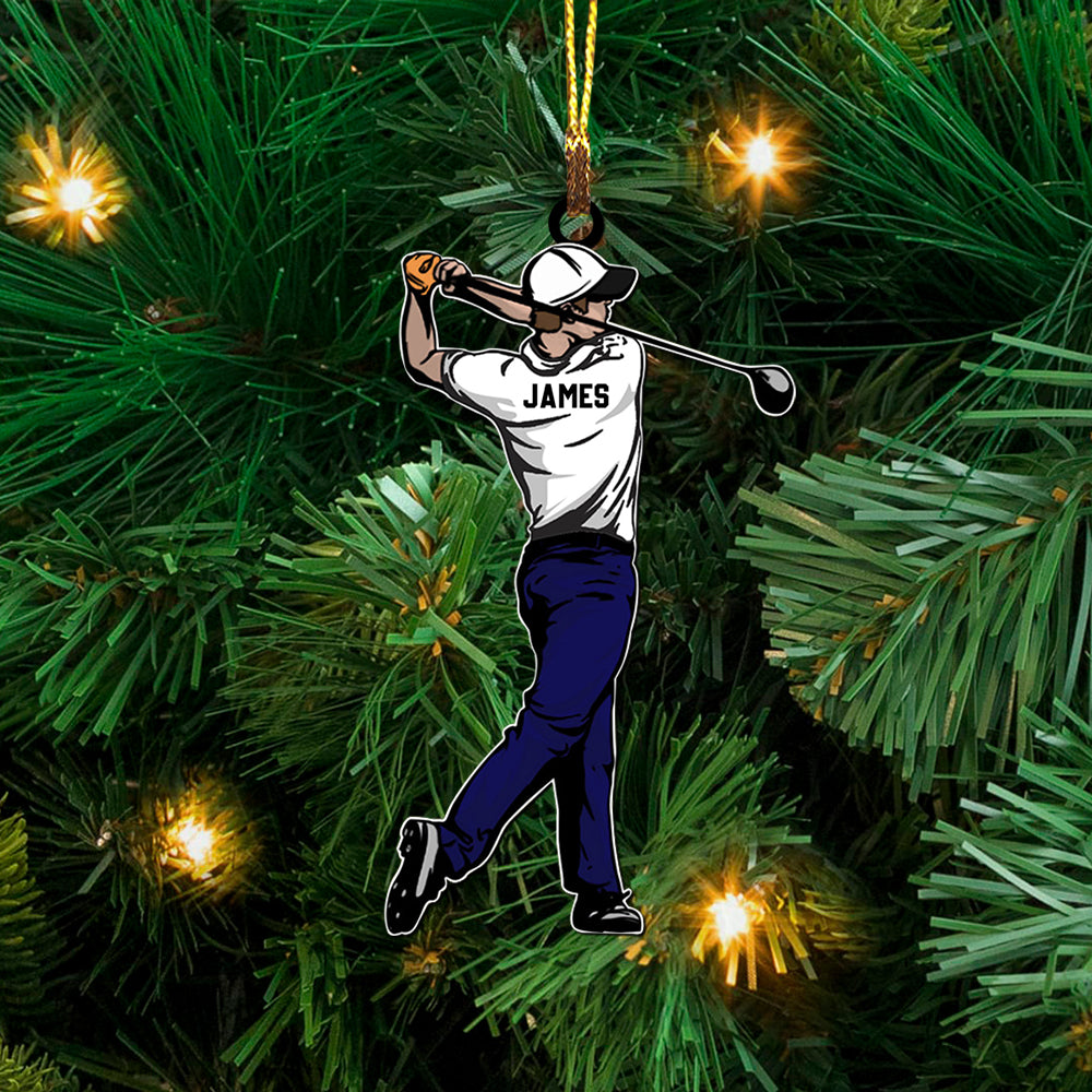 Blisscorners Christmas Golfer - Christmas Gift For Family, Custom Name - Personalized Acrylic Ornament2D Flat LM2111
