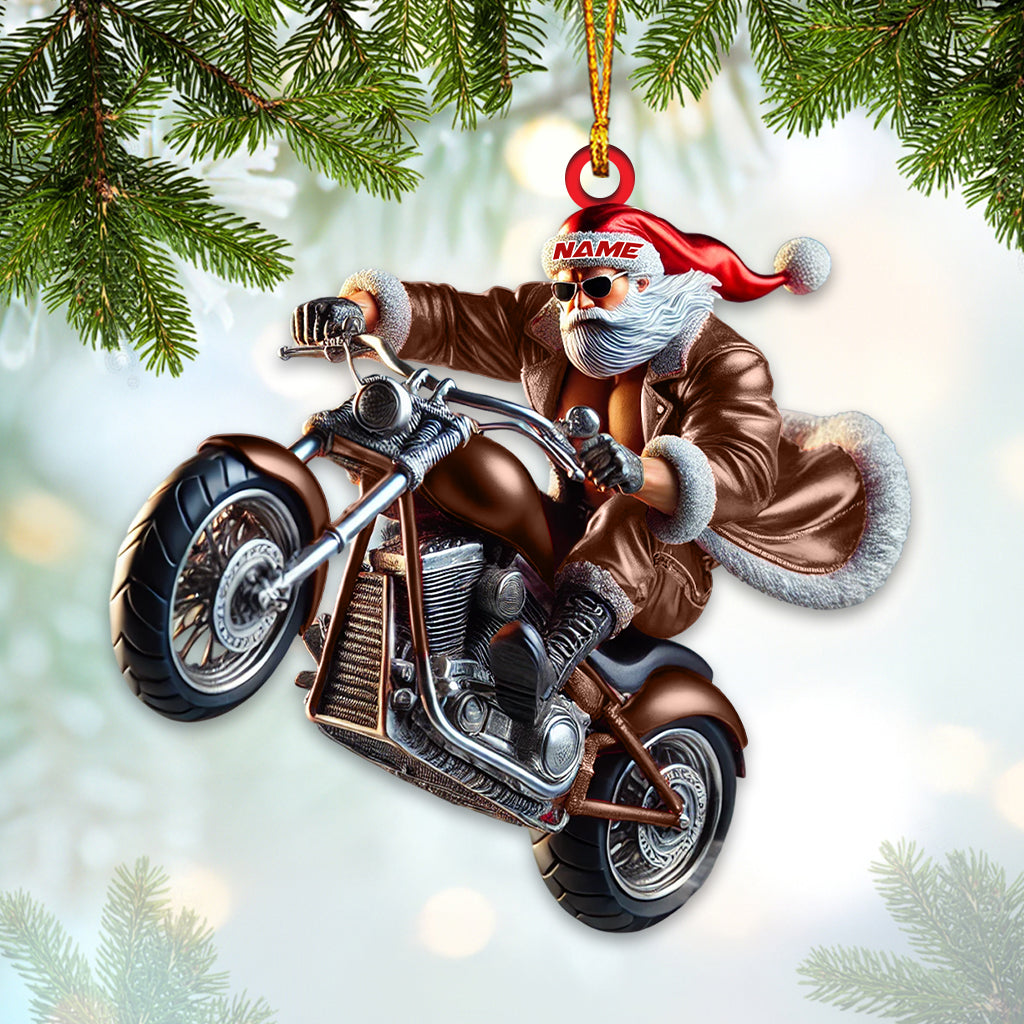 Blisscorners Custom Name Motorbike Santa Ornament, Motorbike Lover Christmas Gift2D Flat LM2211