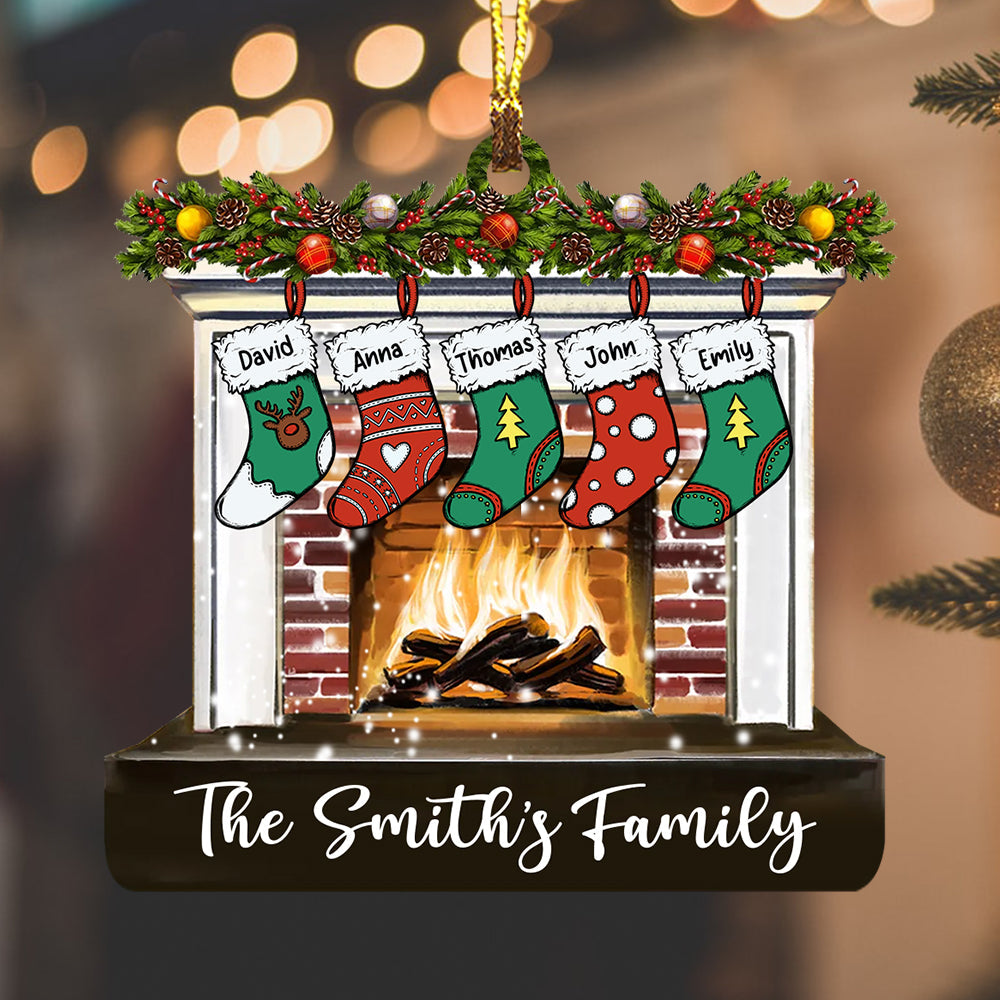 Blisscorners Merry Christmas, Family Christmas  - Custom Text, Personalized Acrylic Ornament - Gift For Family2D Flat LM2111