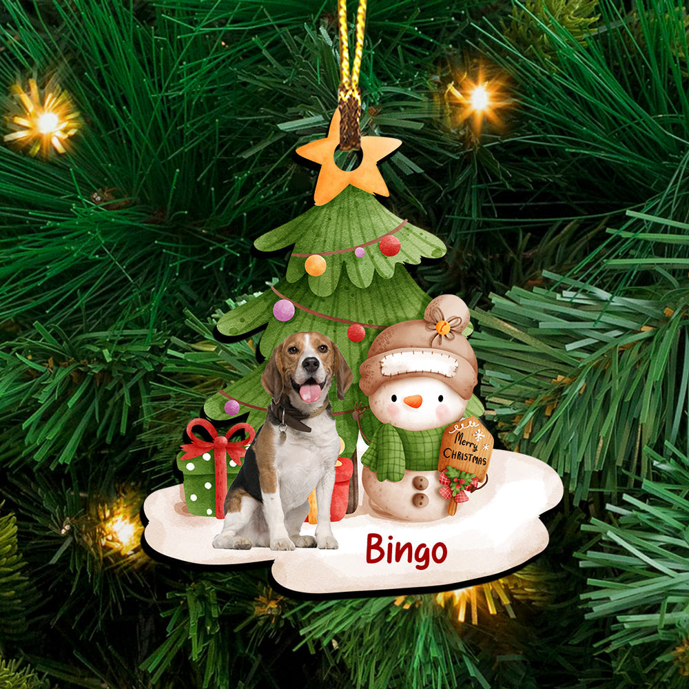 Blisscorners Christmas Tree And Pet - Personalized Photo Custom Shaped Wooden Ornament - Gift For Pet Lover, Christmas Gift2D Flat LM2111