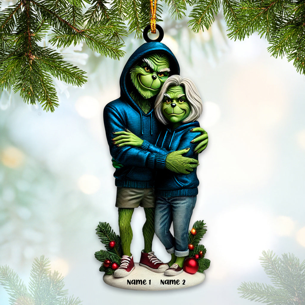 Blisscorners Custom Name Grinch Couple Ornament, Lover Christmas Gift2D Flat LM2111