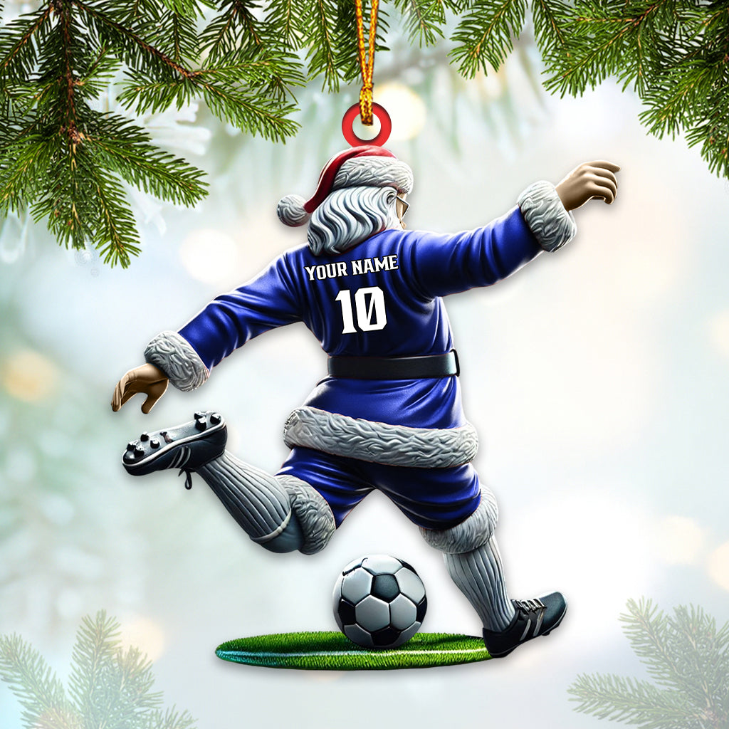 Blisscorners Custom Name Soccer Santa Ornament, Soccer Christmas Gift2D Flat LM2211
