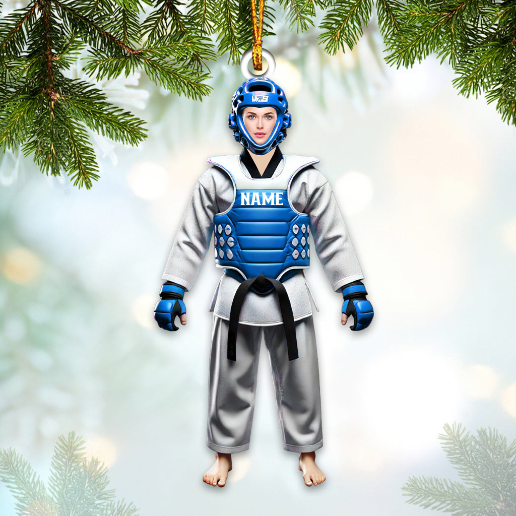 Blisscorners Custom Name and Face Taekwondo Ornament, Taekwondo Christmas Gift2D Flat LM2211