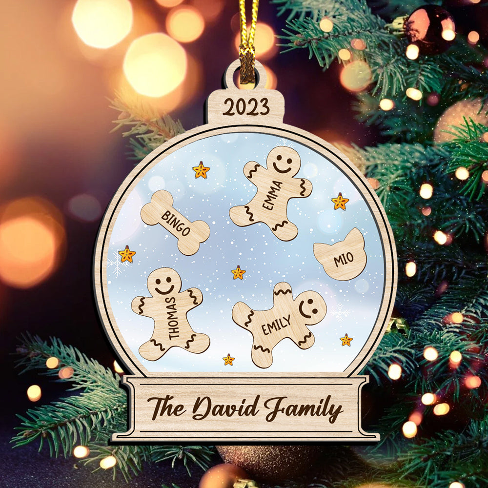 Blisscorners Family Human With Pet - Custom Icon And Name, Personalized Acrylic Ornament - Gift For Christmas, Family Gift2D Flat LM2111