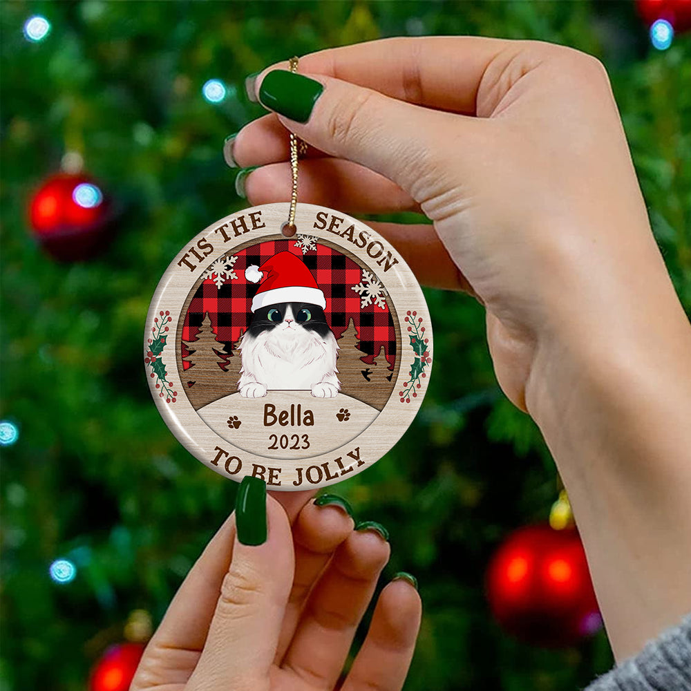 Blisscorners Tis The Season To Be Jolly - Personalized Christmas Ceramic Ornament - Gift For Pet Lover2D Flat LM2111