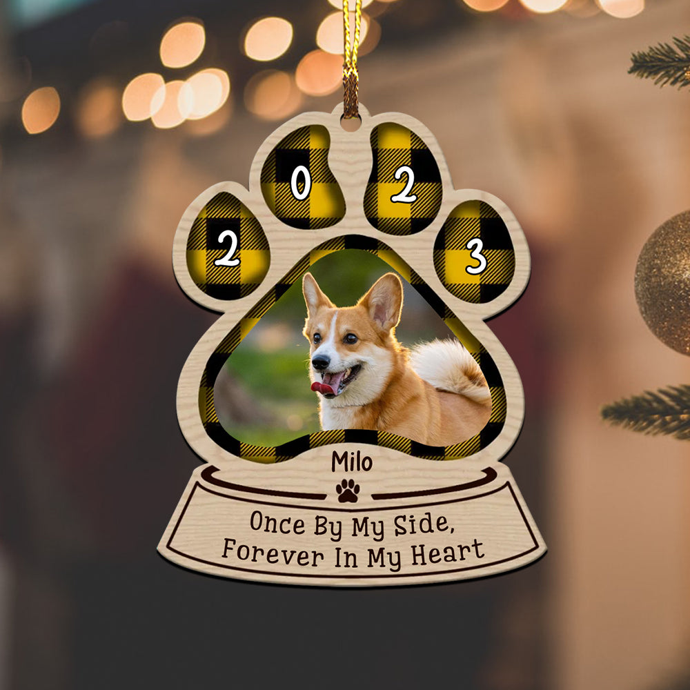 Blisscorners One By My Side Forever In My Heart, Custom Photo And Name - Personalized Custom Shaped Wooden Ornament - Christmas Gift2D Flat LM2111