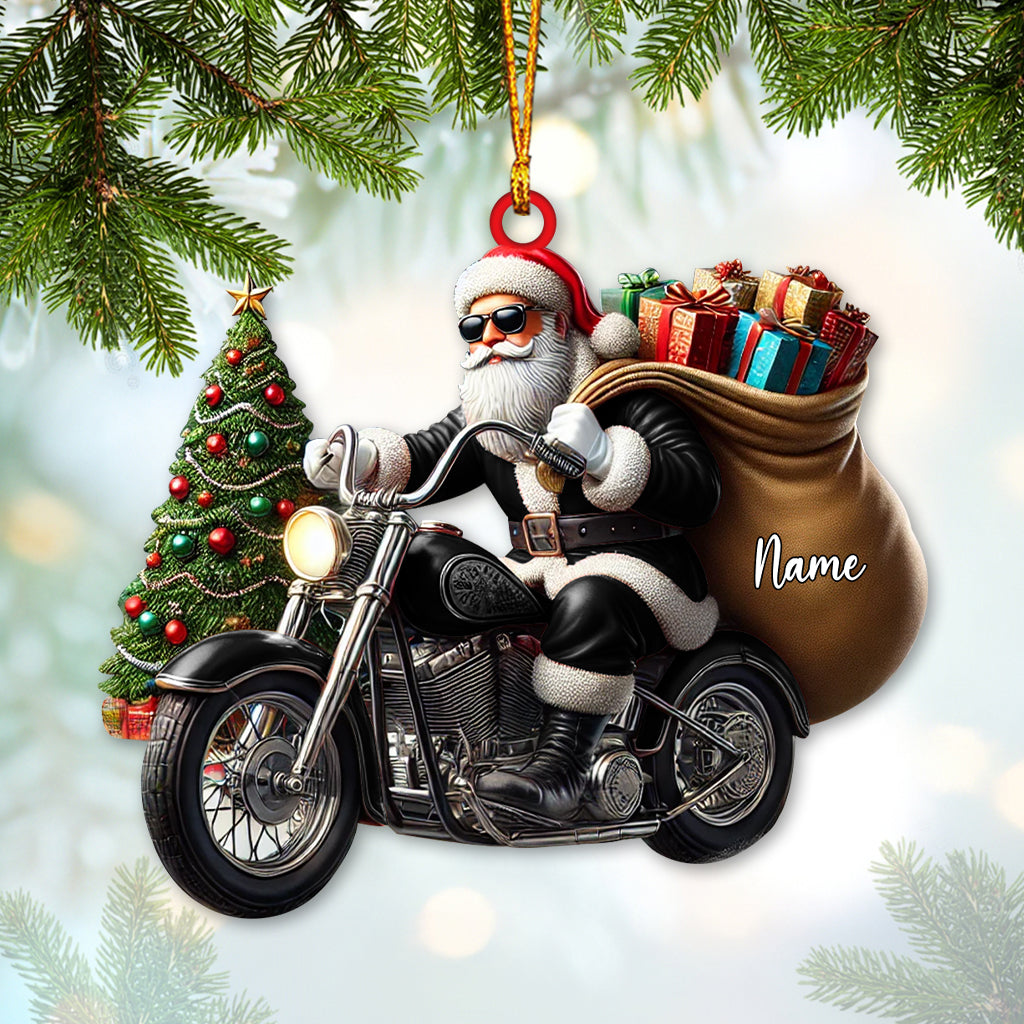 Blisscorners Custom Name Santa Bike Ornament, Santa Bike Christmas Gift2D Flat LM2111