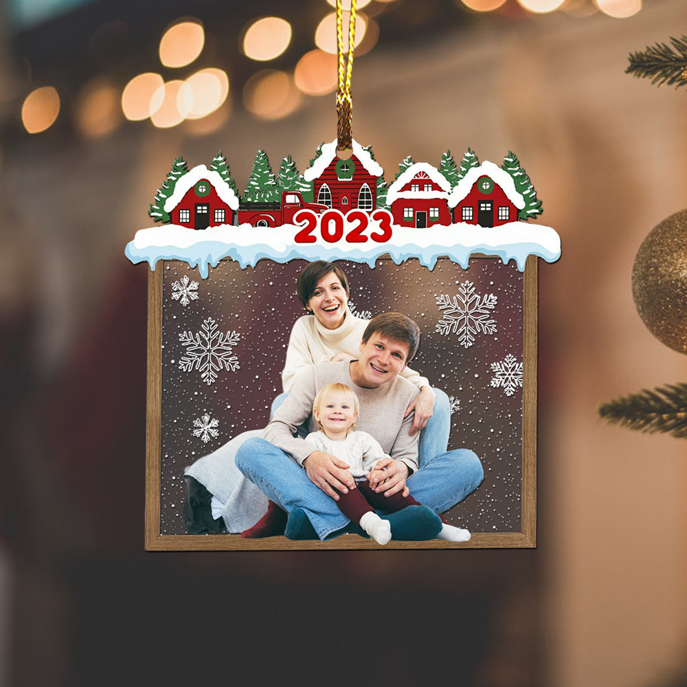 Blisscorners Christmas House Family - Custom Photo Christmas Gift - Personalized Acrylic Ornament2D Flat LM2111