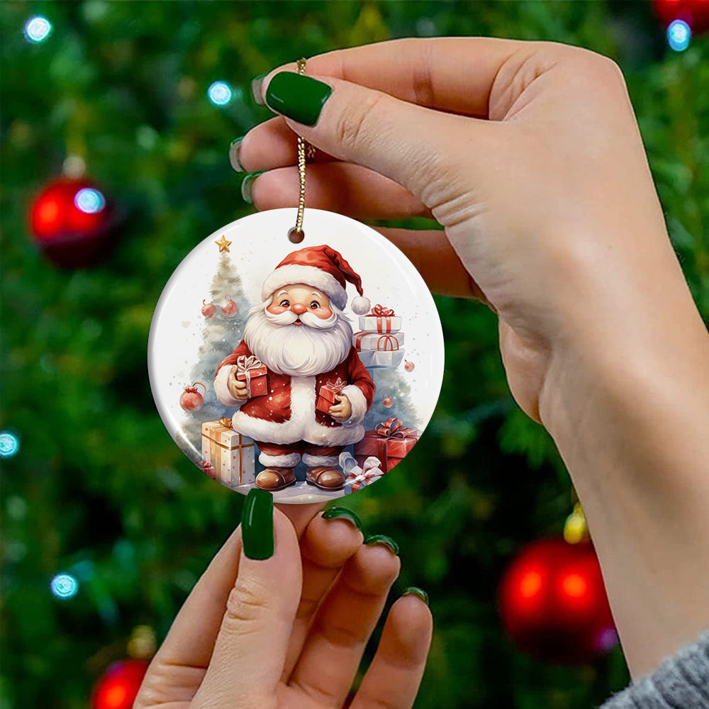 Blisscorners Personalized Xmas Background Ceramic Ornament - Gift For Christmas, Family Gift2D Flat LM2111