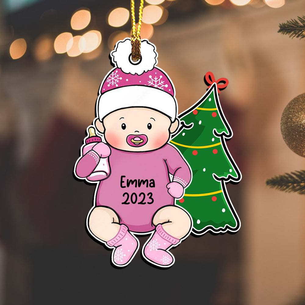 Blisscorners Xmas Baby - Custom Name, Personalized Acrylic Ornament - Gift For Christmas, Family Gift2D Flat LM2111