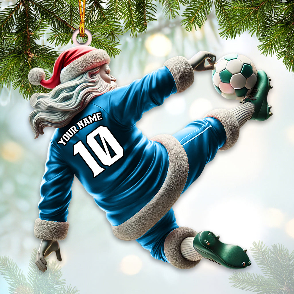 Blisscorners Custom Number Soccer Santa Ornament, Soccer Christmas Gift2D Flat LM2211