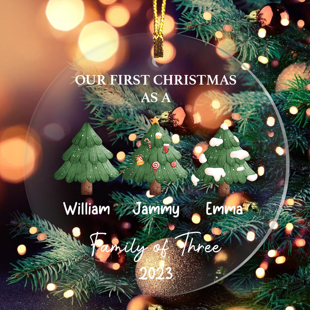 Blisscorners Merry Christmas As A Family, Xmas Tree- Personalized Acrylic Ornament, Christmas Gift For Family2D Flat LM2111