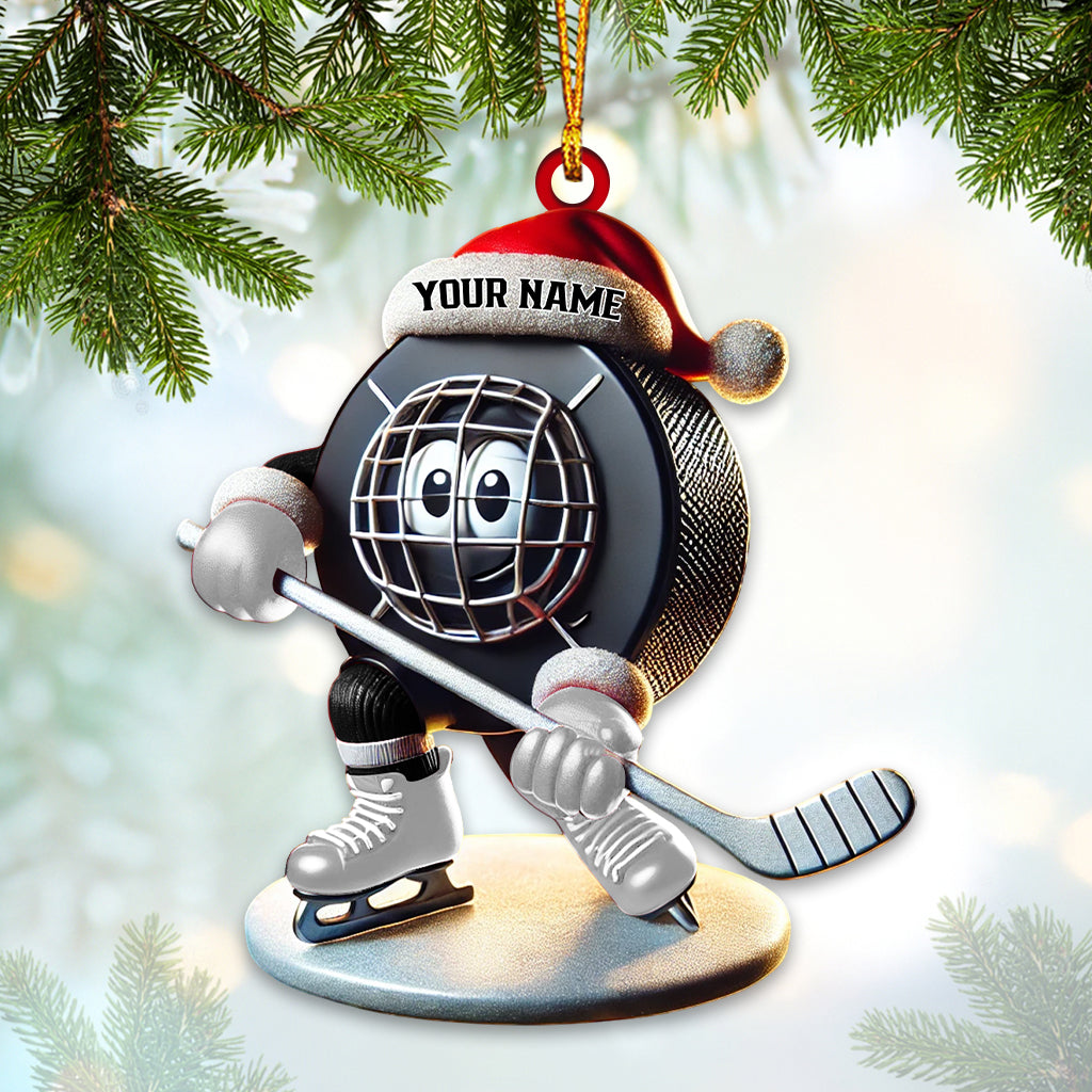 Blisscorners Custom Name Ice Hockey Ornament, Ice Hockey Christmas Gift2D Flat LM2211