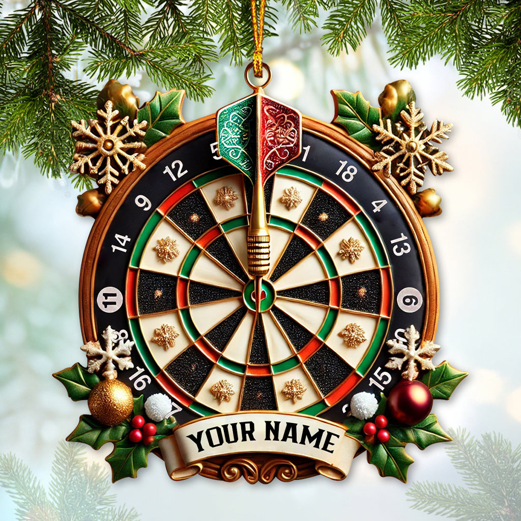 Blisscorners Custom Name Dart Ornament, Christmas Gift for Dart Player2D Flat LM2211