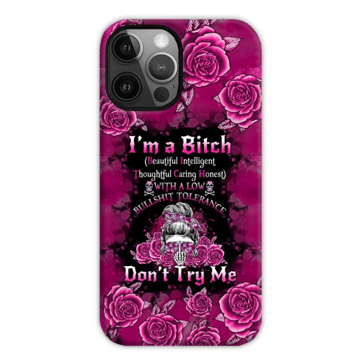 BLISSCORNERS I'M A B DON'T TRY ME ROSE MESSY BUN BLACK HIGH TOP CANVAS SHOES