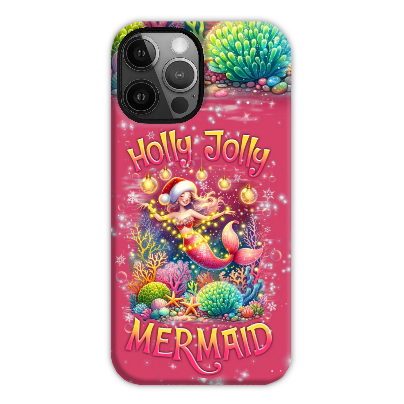 BLISSCORNERS HOLLY JOLLY MERMAID CHRISTMAS PHONE CASE
