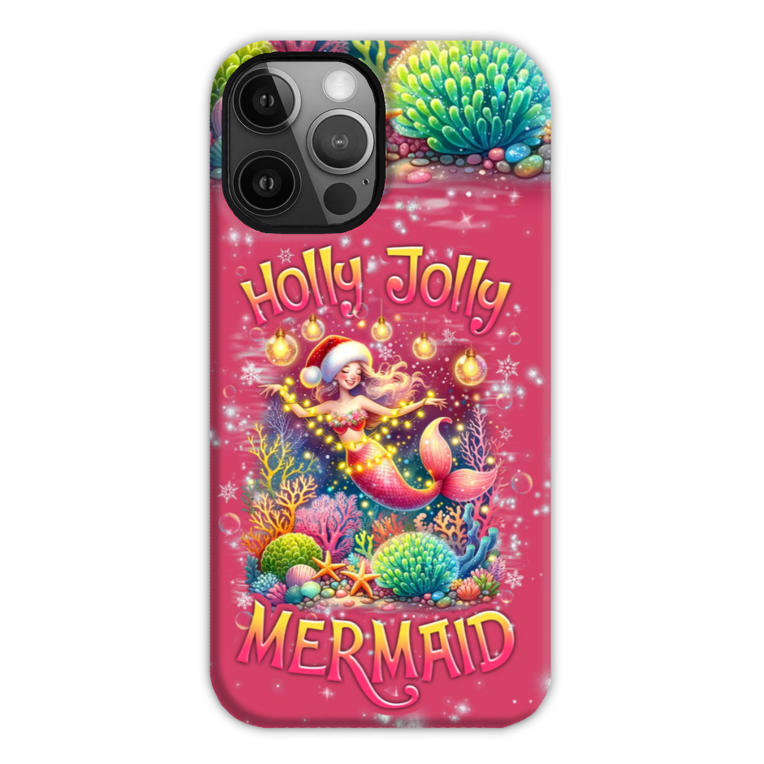 BLISSCORNERS HOLLY JOLLY MERMAID CHRISTMAS PHONE CASE