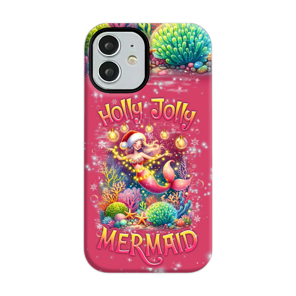 BLISSCORNERS HOLLY JOLLY MERMAID CHRISTMAS PHONE CASE