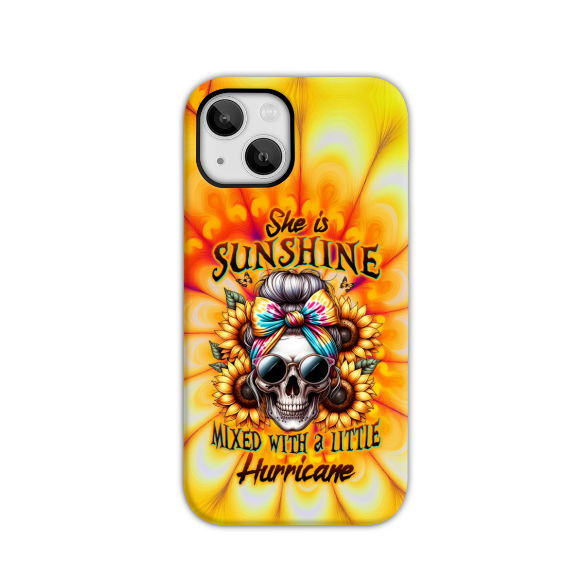 BLISSCORNERS SHE IS SUNSHINE SKULL TIE DYE PHONE CASE