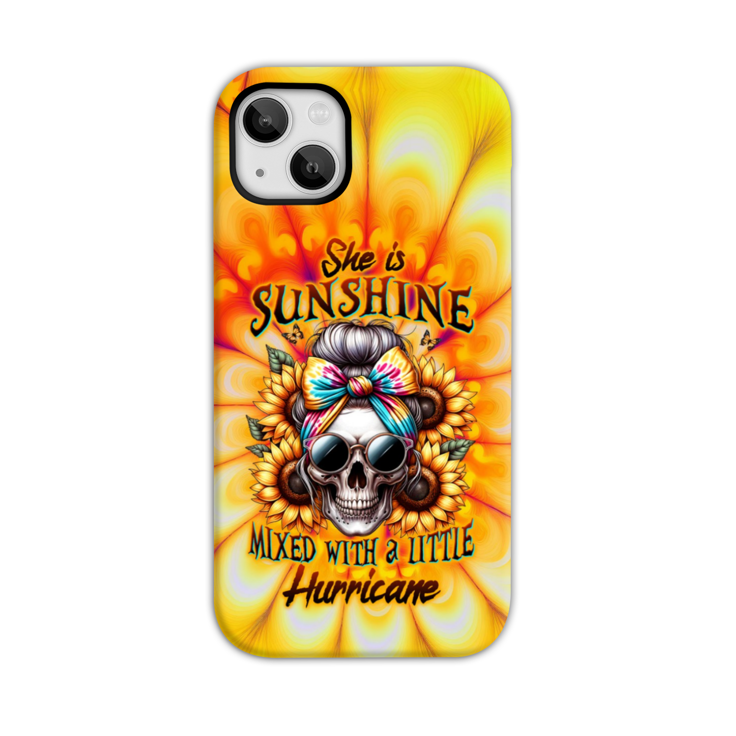 BLISSCORNERS SHE IS SUNSHINE SKULL TIE DYE PHONE CASE