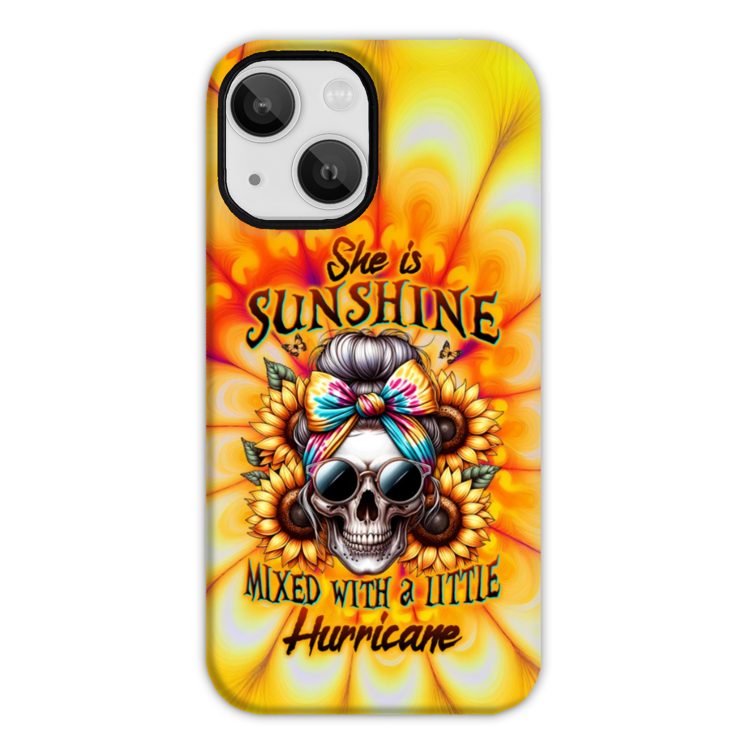 BLISSCORNERS SHE IS SUNSHINE SKULL TIE DYE PHONE CASE