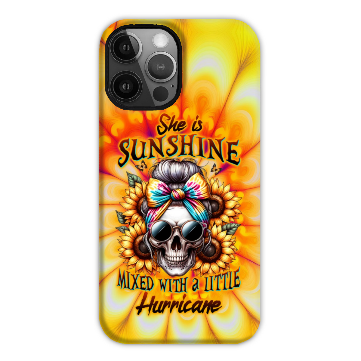 BLISSCORNERS SHE IS SUNSHINE SKULL TIE DYE PHONE CASE