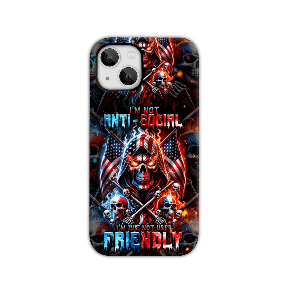 Blisscorners I'm Not Anti-Social Mad Skull Phone Case