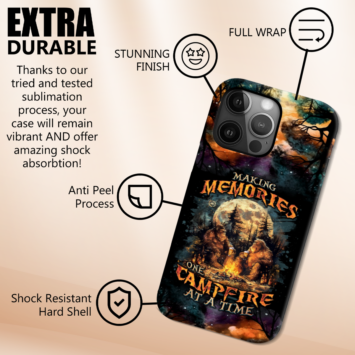 BLISSCORNERS MAKING MEMORIES ONE CAMPFIRE AT A TIME BIGFOOT PHONE CASE