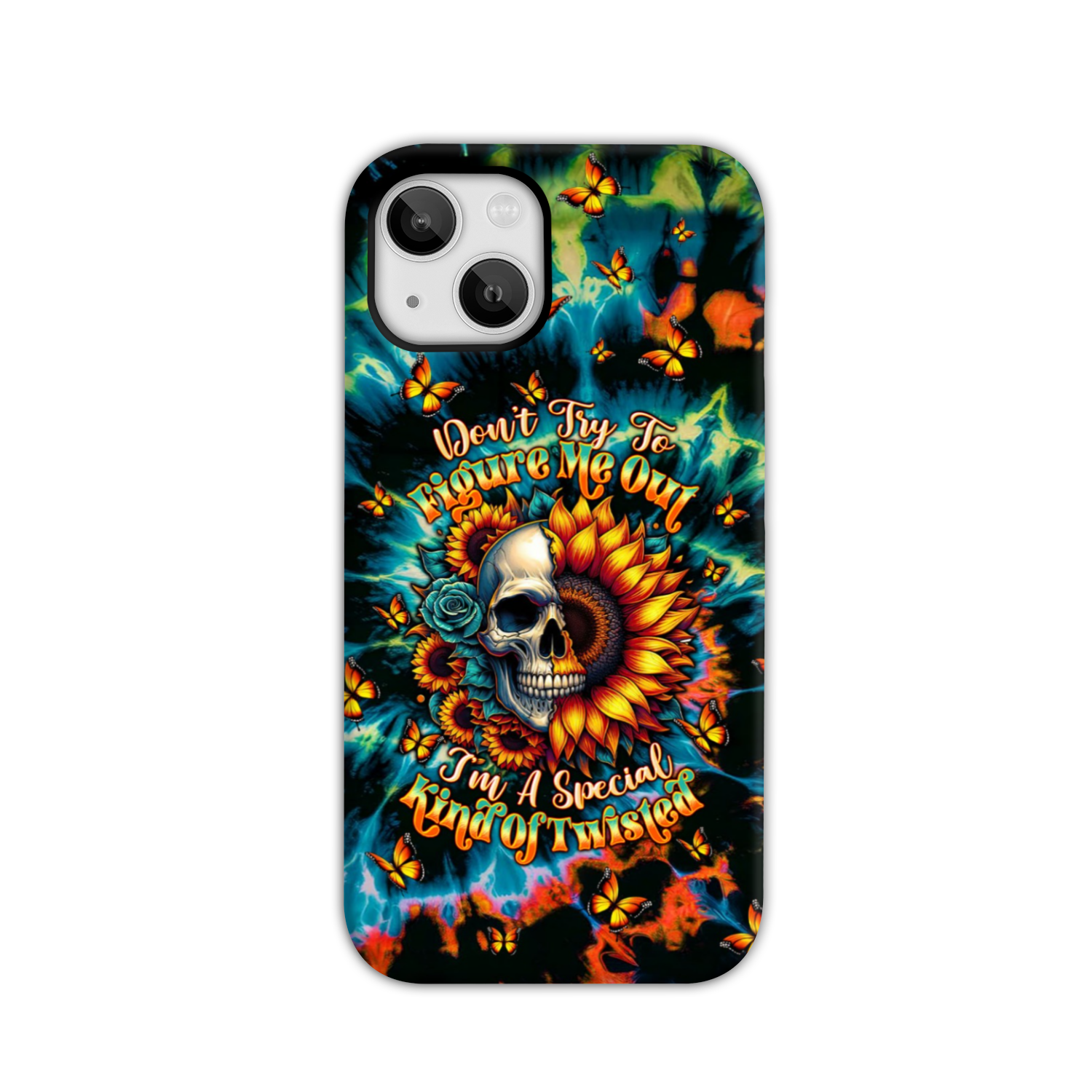 BLISSCORNERS DON'T TRY TO FIGURE ME OUT SKULL SUNFLOWER PHONE CASE