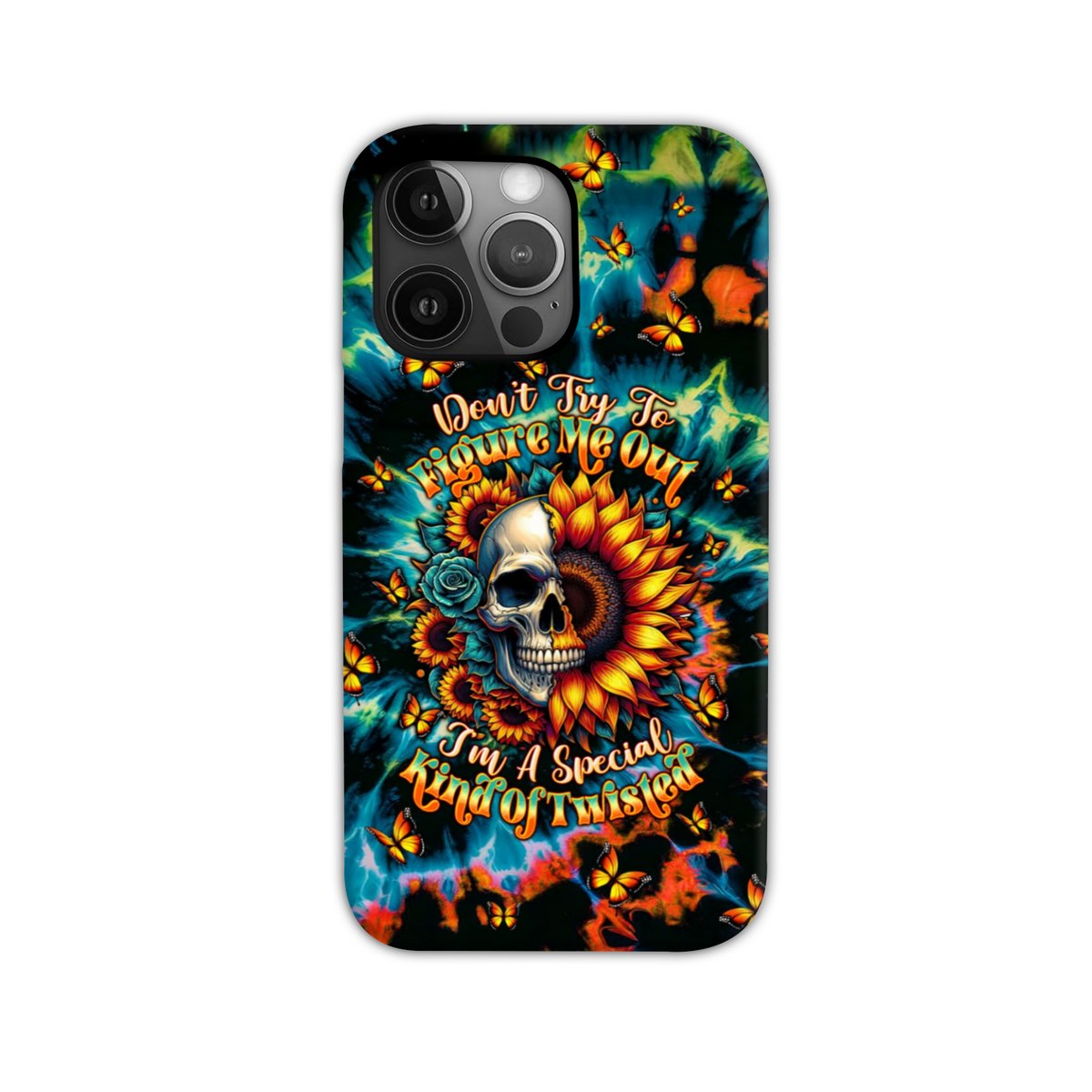 BLISSCORNERS DON'T TRY TO FIGURE ME OUT SKULL SUNFLOWER PHONE CASE