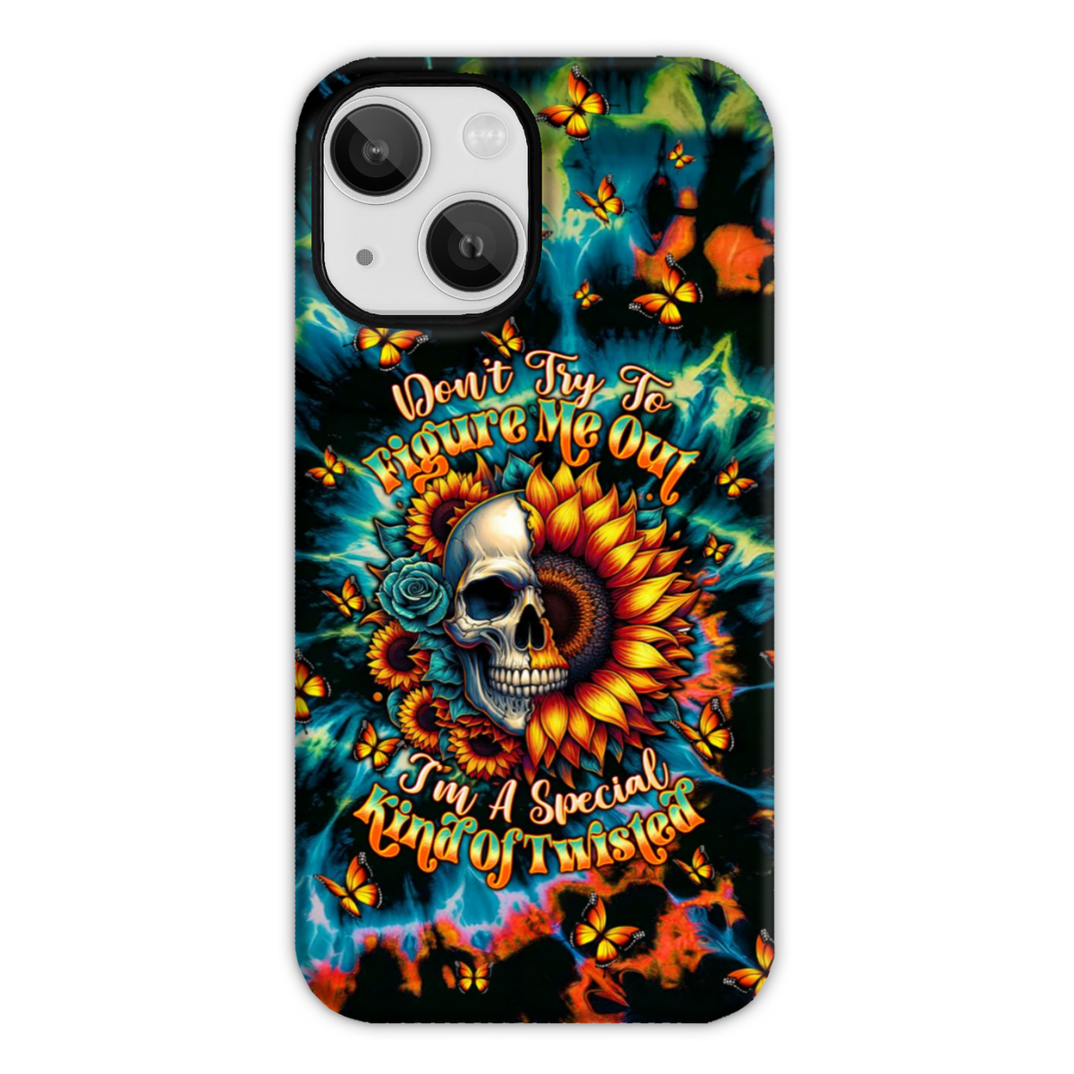 BLISSCORNERS DON'T TRY TO FIGURE ME OUT SKULL SUNFLOWER PHONE CASE