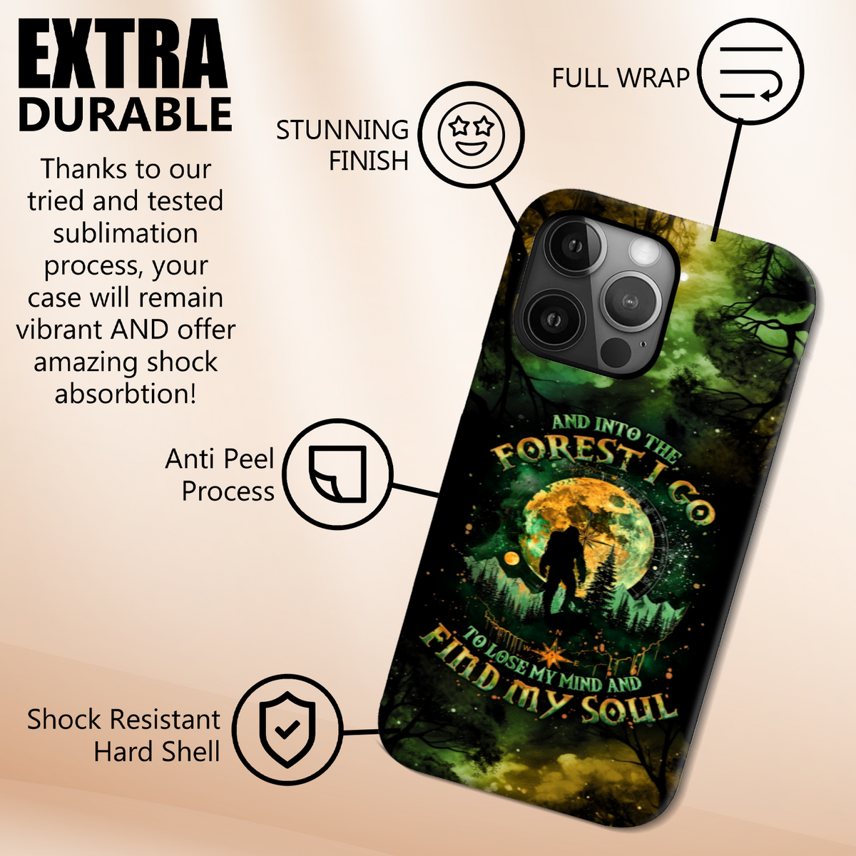 BLISSCORNERS AND INTO THE FOREST I GO BIGFOOT PHONE CASE
