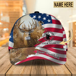 Blisscorners Deer Hunting American Flag Personalized Cap