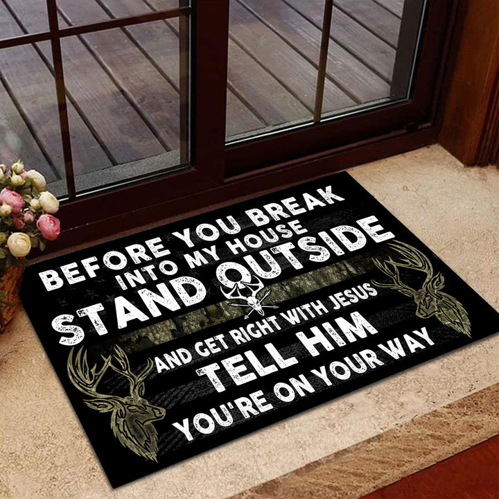 Blisscorners Loralle Before You Break Into My House Hunting Door Mat 3D - Moss