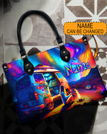 BLISSCORNERS CAMPING AT NIGHT WITH CAMPFIRE LEATHER HANDBAG