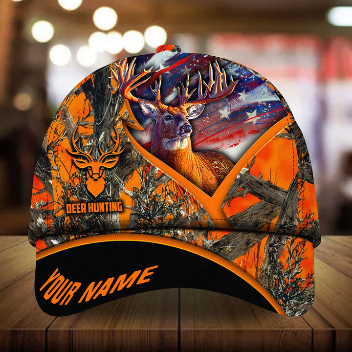Blisscorners Amazing US Flag Deer Hunting Camo Pattern 3D Multicolor Personalized Cap