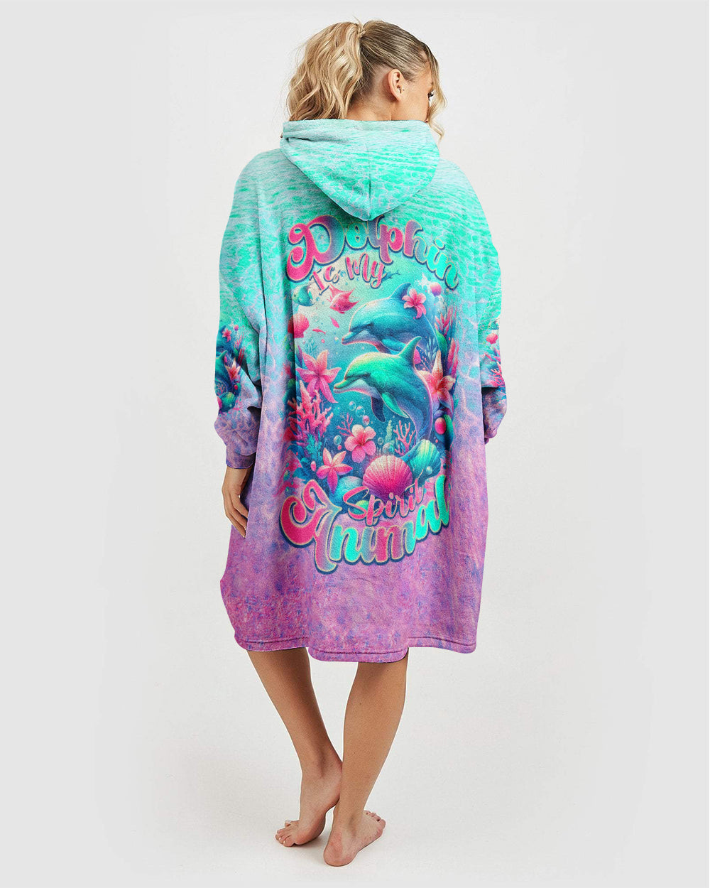 BLISSCORNERS DOLPHIN IS MY SPIRIT ANIMAL SHERPA BLANKET HOODIE