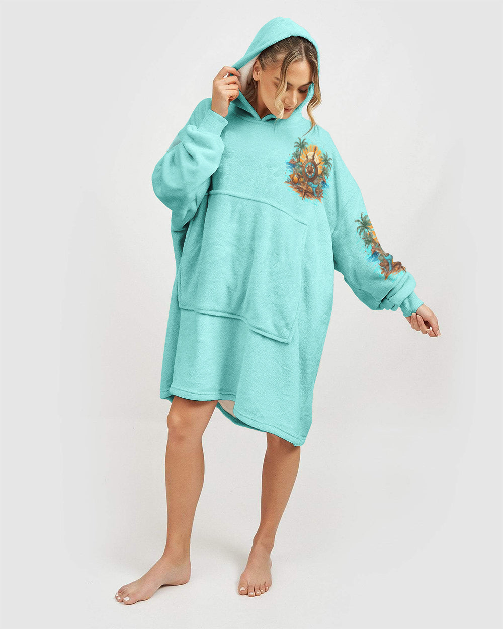 BLISSCORNERS SMELL THE SEA FEEL THE BREEZE SHERPA BLANKET HOODIE