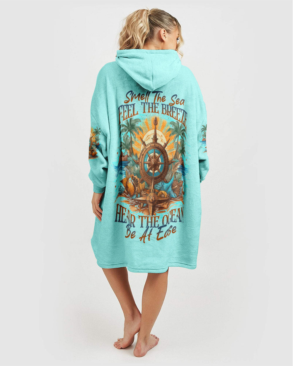 BLISSCORNERS SMELL THE SEA FEEL THE BREEZE SHERPA BLANKET HOODIE